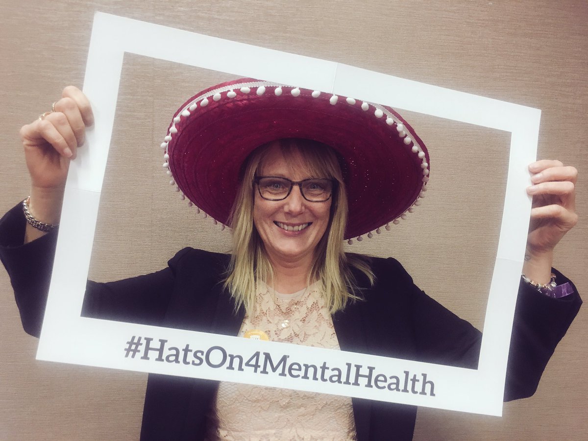 JLRRUN's tweet photo. Sarah's team are supporting @BenSupport4Auto #HatOn4MentalHealth raising awareness of mental health https://t.co/ke6FqBG8sg