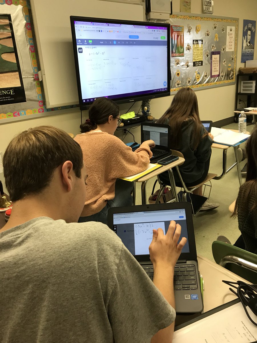 SnyderMath's tweet photo. Calculus students doing #chainrule on their Chromebooks! #thisisfun #ineedastylist #hemeantSTYLUS @robertvaccola @NazHSPrincipal https://t.co/o2JLdkTha5