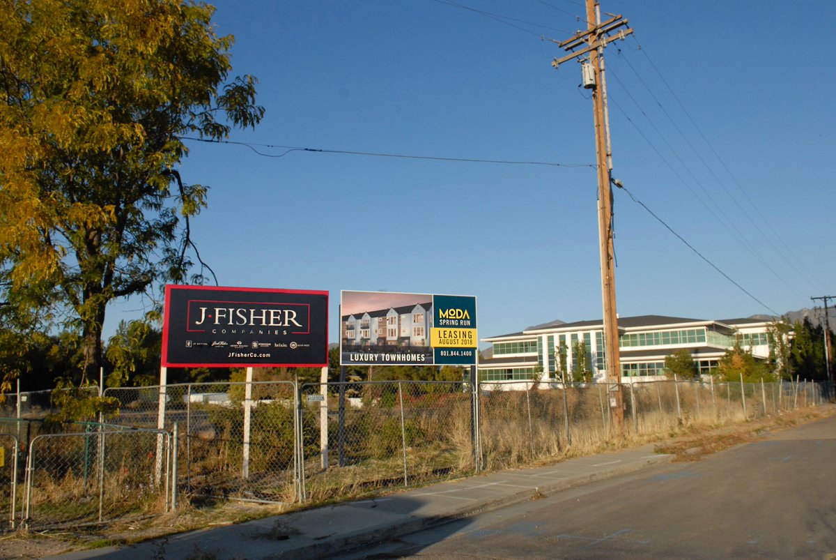 JFisherCo's tweet photo. New signage up at our Spring Run development! We can't wait to start construction soon! #SLC https://t.co/XijilAGPXh