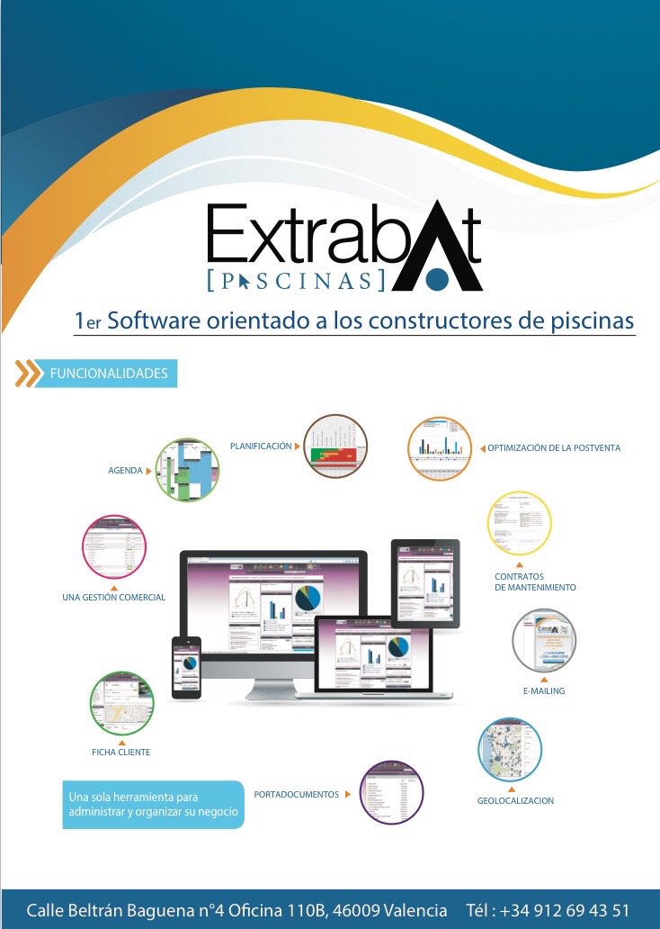 extrabat's tweet photo. Du 17 au 20 Octobre, nous serons à #Barcelone pour le #saloninternationaldelapiscine pour présenter notre solution #Extrabat #logiciel! https://t.co/SGVsMKpwXQ