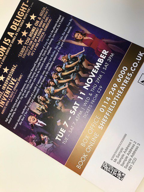 ssldirectmail's tweet photo. Lovely quick turnaround, low cost, digitally print postcard for our good friends at Sheffield Theatres!! https://t.co/lo1PtWFZHy