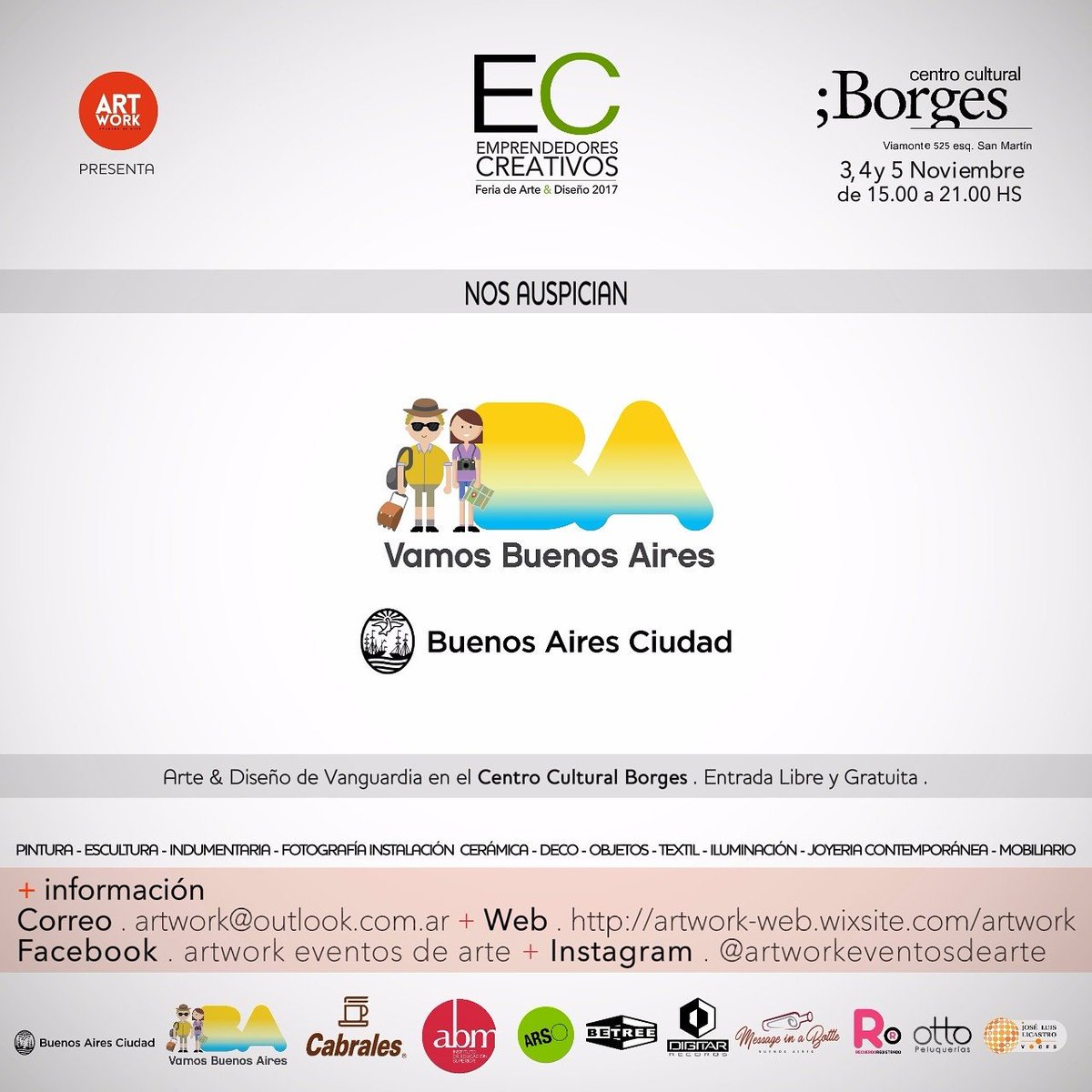 ArtWorkArte's tweet photo. Muchas gracias @gcba por el apoyo a EC Emprendedores Creativos ¡Cada vez falta menos! @centroborges #art #ECenelBorges #deco #diseño https://t.co/cg4UrzMop9