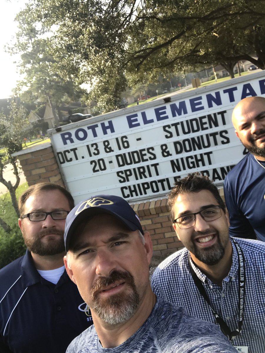 CoachMTroutman's tweet photo. KC Selfie Challenge- 3 feeder schools, shaking hands with staff at feeder school #group27 @KleinCollins https://t.co/wirERfTTfS