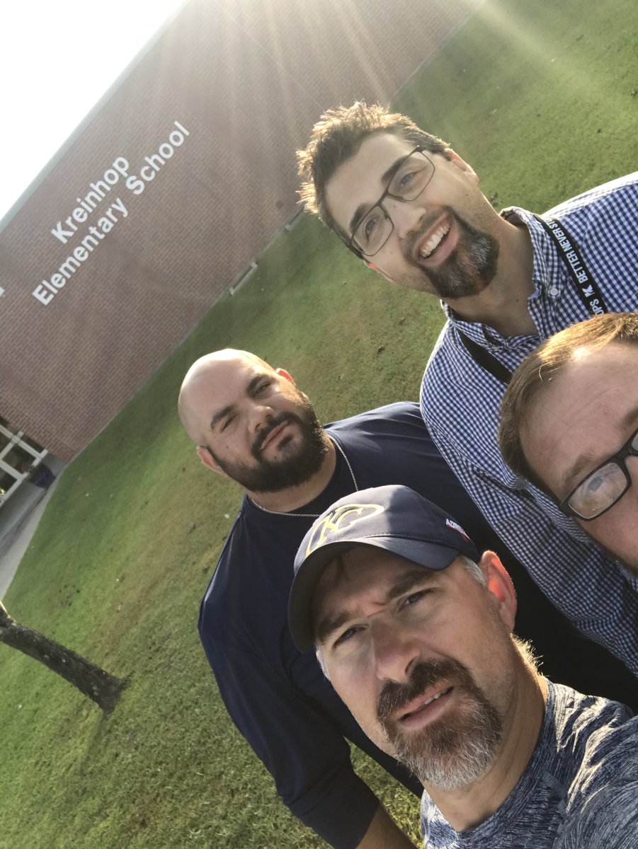 CoachMTroutman's tweet photo. KC Selfie Challenge- 3 feeder schools, shaking hands with staff at feeder school #group27 @KleinCollins https://t.co/wirERfTTfS