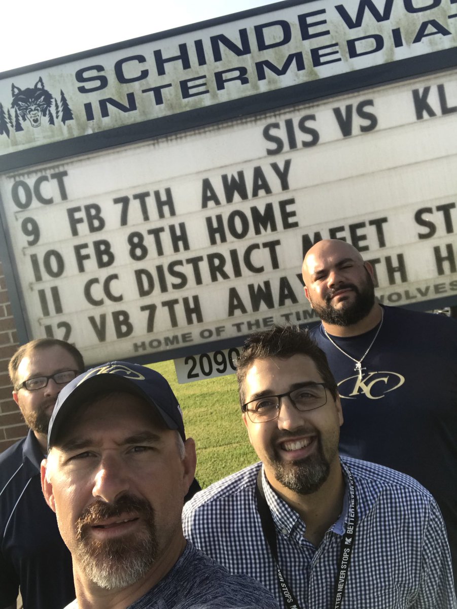 CoachMTroutman's tweet photo. KC Selfie Challenge- 3 feeder schools, shaking hands with staff at feeder school #group27 @KleinCollins https://t.co/wirERfTTfS