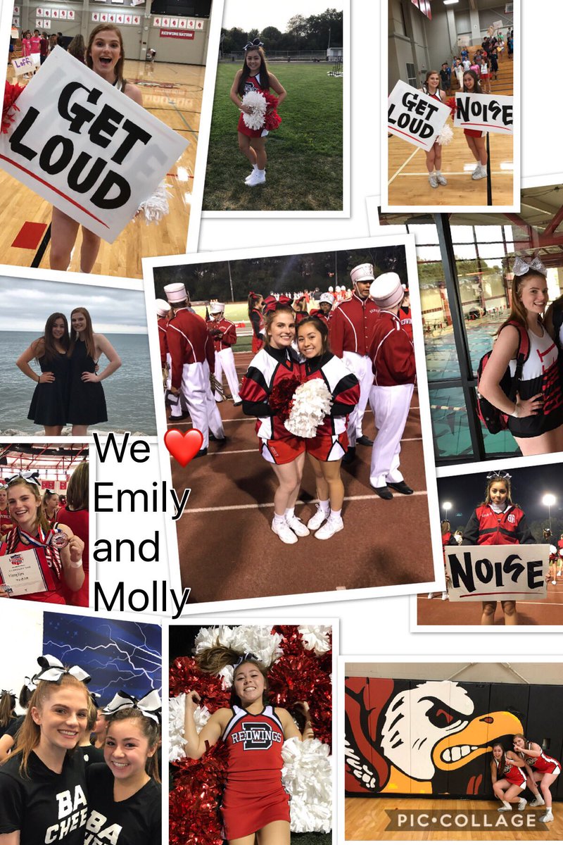 Benet_cheer's tweet photo. Happy Senior Night to our favorite Seniors , Emily and Molly! #alwaysaredwing #seniorpride #seniornight https://t.co/dAEsSYsQgC