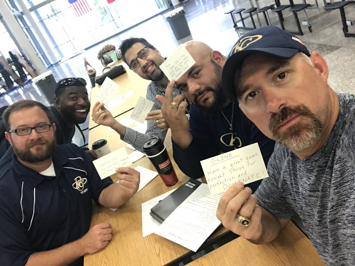 CoachMTroutman's tweet photo. KC Selfie Challenge- Local playground equipment, KISD maintenance worker, KC students, 5 positive notecards #group27 @KleinCollins https://t.co/oJCHyVcpvz