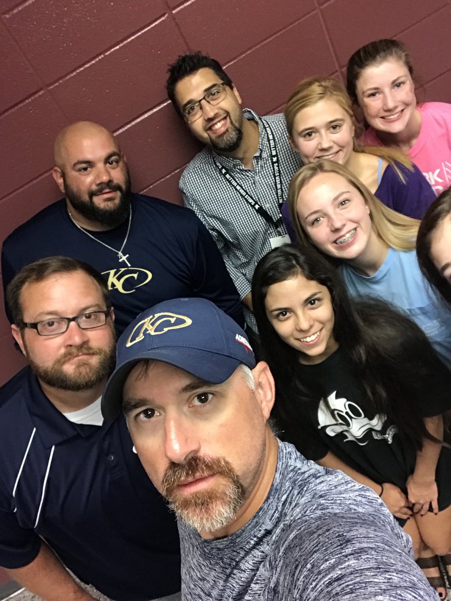CoachMTroutman's tweet photo. KC Selfie Challenge- Local playground equipment, KISD maintenance worker, KC students, 5 positive notecards #group27 @KleinCollins https://t.co/oJCHyVcpvz