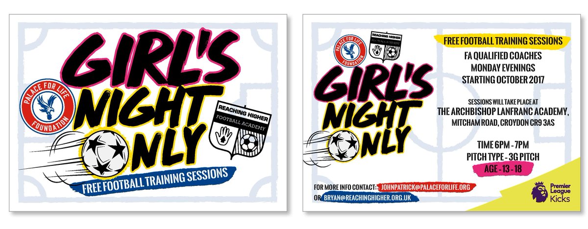 FREE girls only football sessions every Monday!
⌚️ 6-7pm
📍 Archbishop Lanfranc Academy, Croydon, CR9 3AS