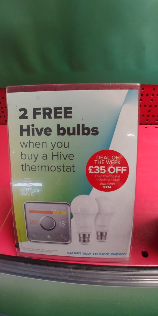 This week's deal of the week 2 free hive bulbs when you buy a hive thermostat! #hive #maplin