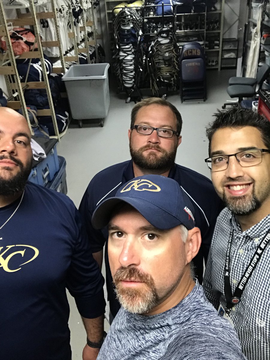CoachMTroutman's tweet photo. KC Selfie Challenge- No other team photo(FB equipment room) #group27 @KleinCollins https://t.co/kAP4ypgfcO