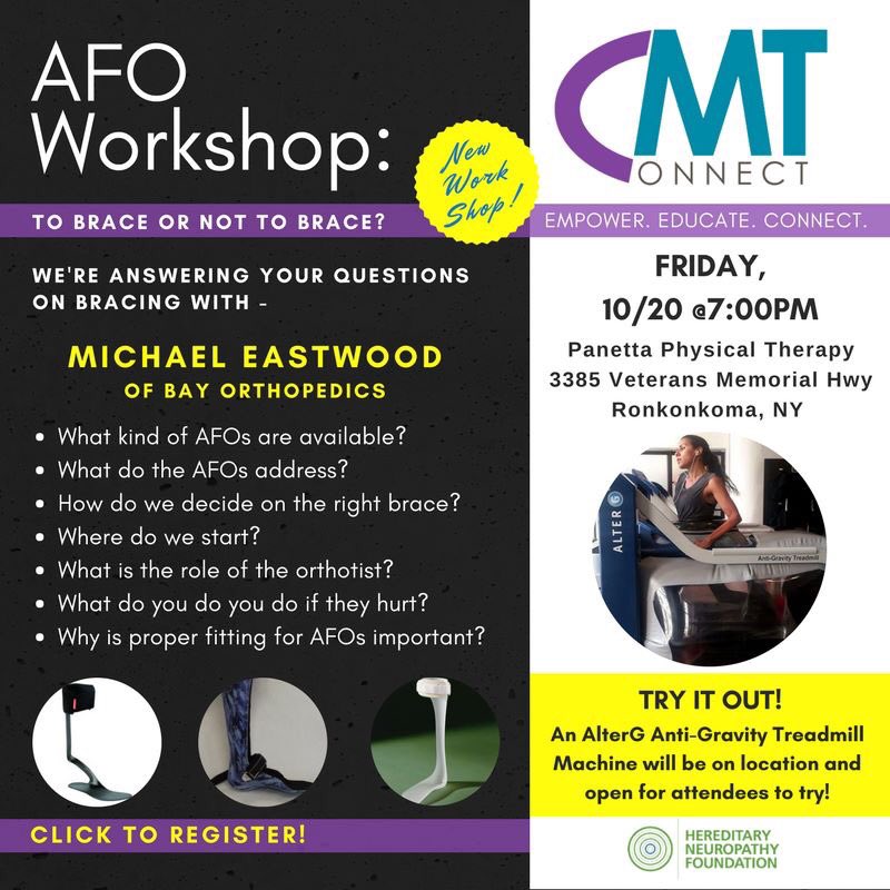CMTNeuropathy's tweet photo. Sign up here...www.cmtconnect.org #AFO #CMTconnectworkshop #CharcotMarieTooth #Legbraces #PhysicalTherapy https://t.co/unuyzby6cs