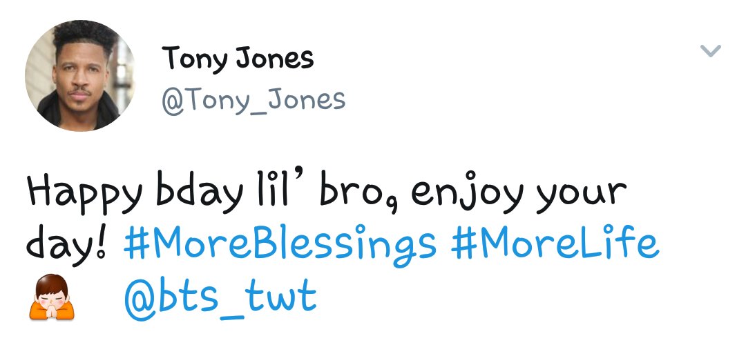 Jimin_Paraguay's tweet photo. [TWITER-121017] Tony felicitó a Jimin por su cumpleaños 
Feliz cumpleaños pequeño hermano, disfruta de tu día.
#Masbendiciones #Masvida https://t.co/tMEwnDkQyh