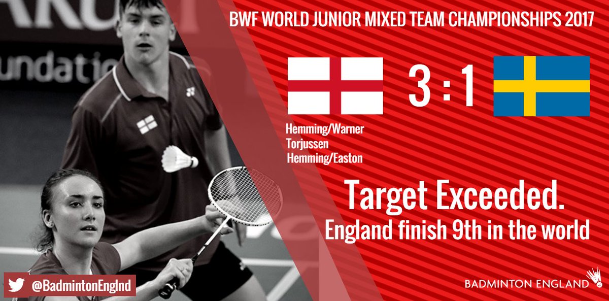 England Juniors confirm a 9th place finish in the World mixed team event in Indonesia. It's been a brilliant 5 days for the young guns.