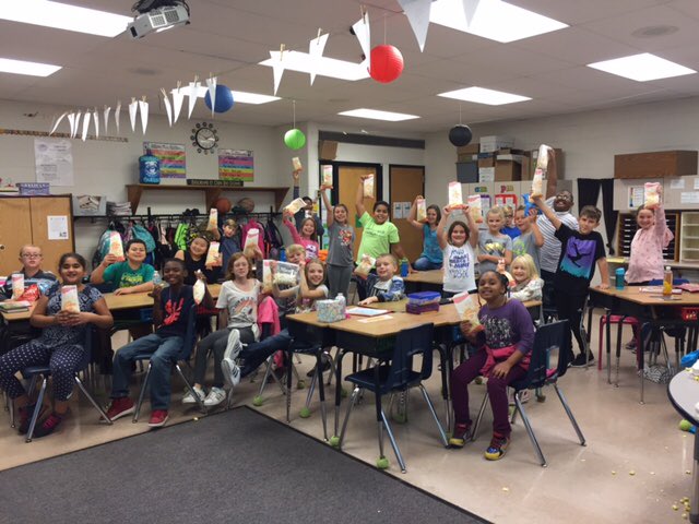 Ms_Strahan's tweet photo. Enjoying our popcorn party for winning The Spirit Jug! Thanks PTO! https://t.co/ATu9KnWCci