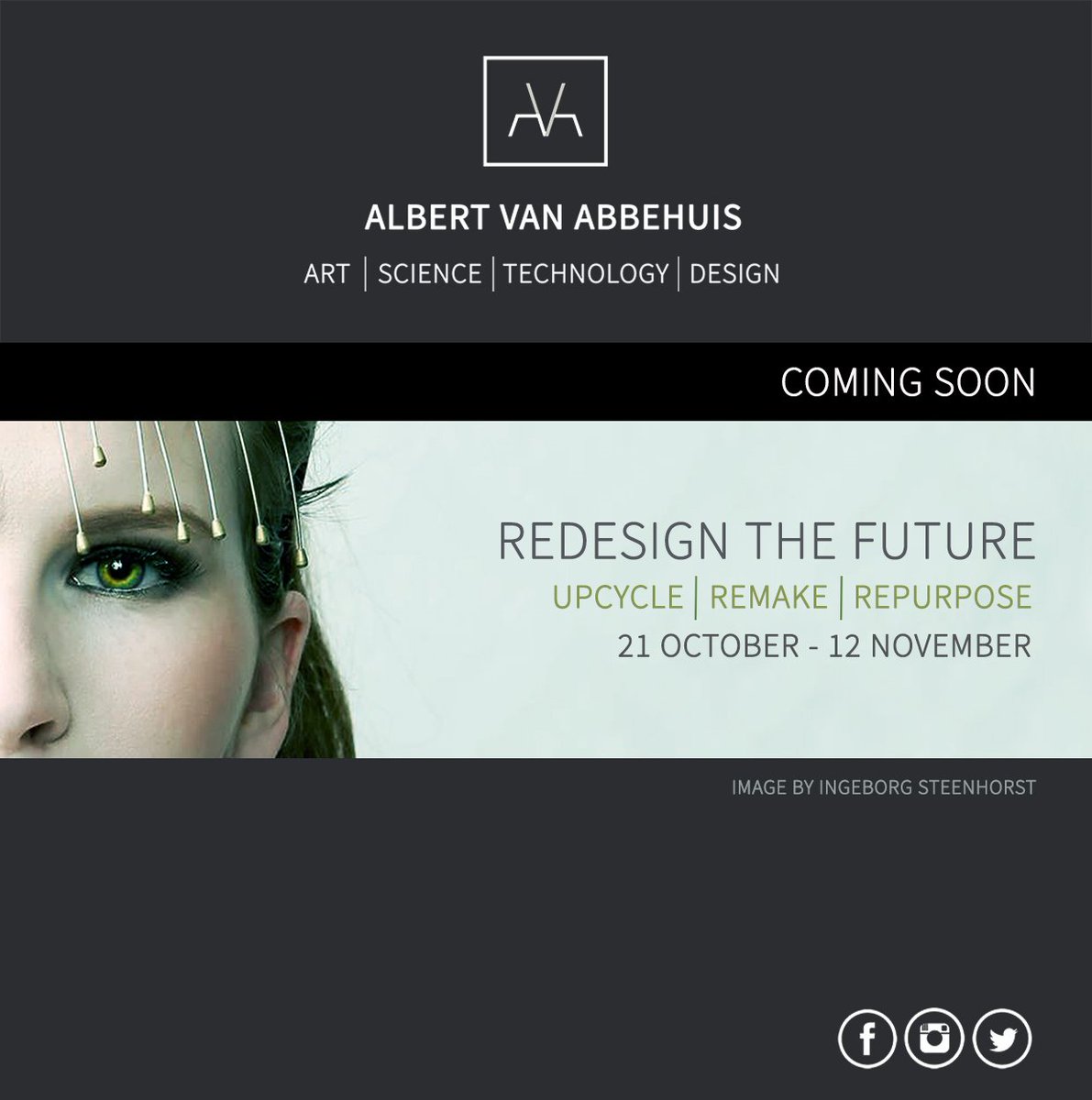 AlbertvAbbehuis's tweet photo. Save the date for our next exhibition entitled ReDesign the Future! Invitation to follow #albertvanabbehuis #mademergentartcenter https://t.co/dDmBbOJjNP
