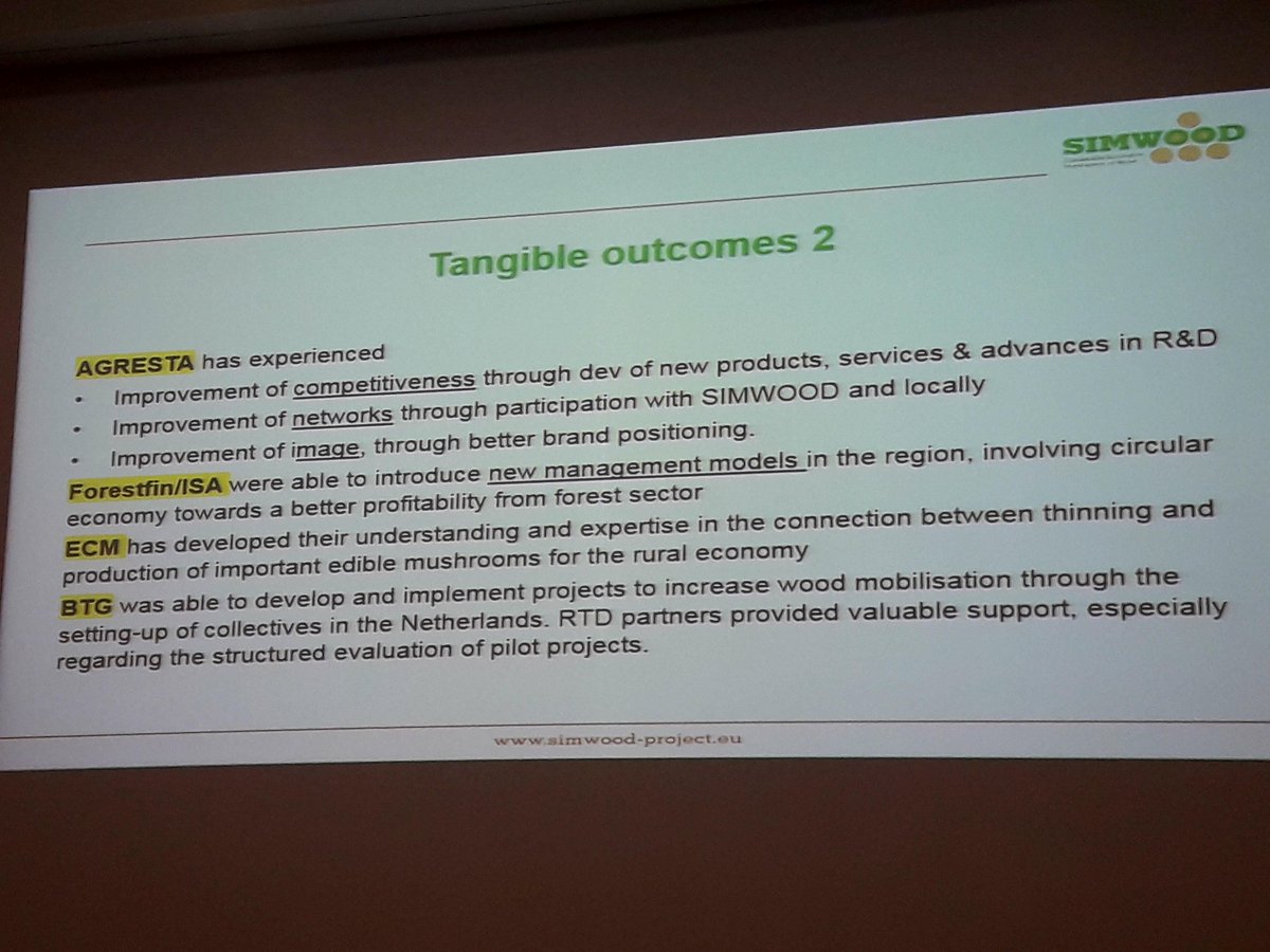 beadelaparra's tweet photo. Concluding remarks @simwoodproject @ECMfungi Como se integran los hongos y las PYMES (SME) dentro de la movilización de la madera. https://t.co/HcY621kbiP