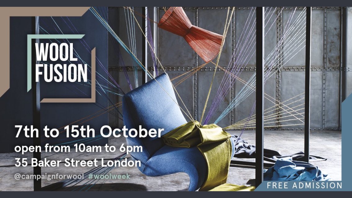 angieptextiles's tweet photo. Don't miss the fabulous @Campaignforwool #woolfusion installation on Baker Street. Finishes Sunday 15th So much beautiful wool! https://t.co/jOERJdd6t4