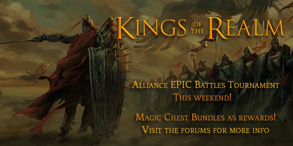 KingsoftheRealm's tweet photo. Are you ready for some EPIC battles? Head to the forums for more information about our latest Weekend tournament! https://t.co/z0hcCd47Fn https://t.co/rQGyn3zRAv