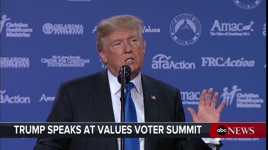 ABCPolitics's tweet photo. LIVE: President Trump addresses the Values Voter Summit https://t.co/tZt1KoSvuF https://t.co/31C4awve6x
