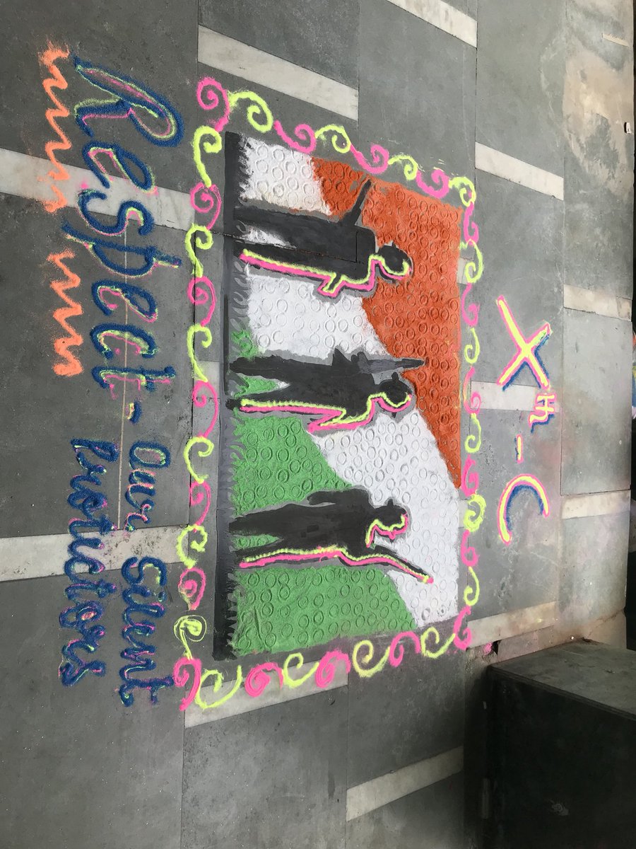 shalinisirohi's tweet photo. Rangoli making by students 
#pse #rangolimaking #respectyournation https://t.co/XjPOSsA4tC