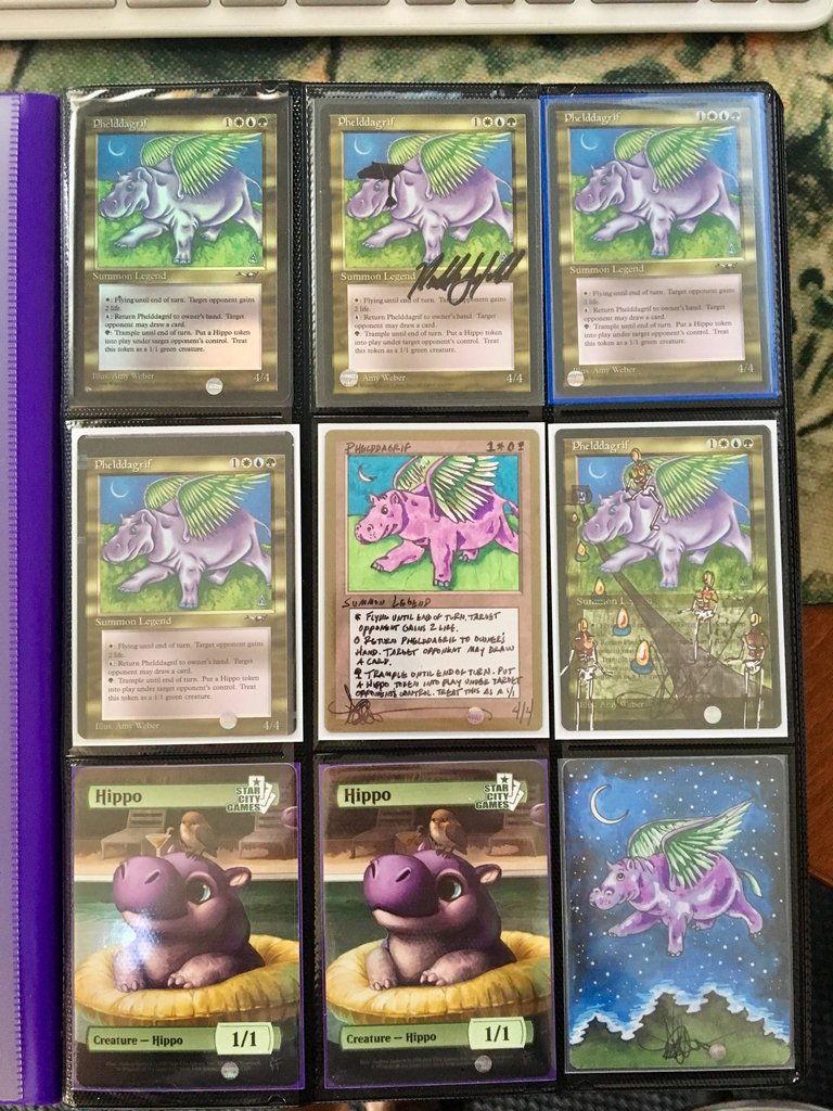 Current #Phelddagrif count: * 186 normal * 1 crimp * 1 miscut * 2 alters *  1 proof (w/ painted back) * 1 signed by Richard Garfield #MTG