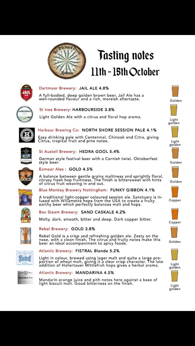 PilchardPress's tweet photo. Some classics some new @DartmoorBrewery @stivesbrewery @HarbourBrewing @RebelBrewingCo @BoxSteamBrewery @AtlanticBrewing @bluemonkeybrew https://t.co/uu7UyUFbGA