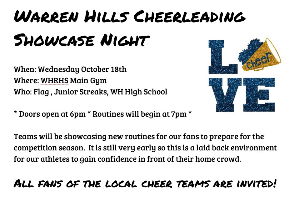 Come out and see your local cheer teams⚡️💙 All fans invited!