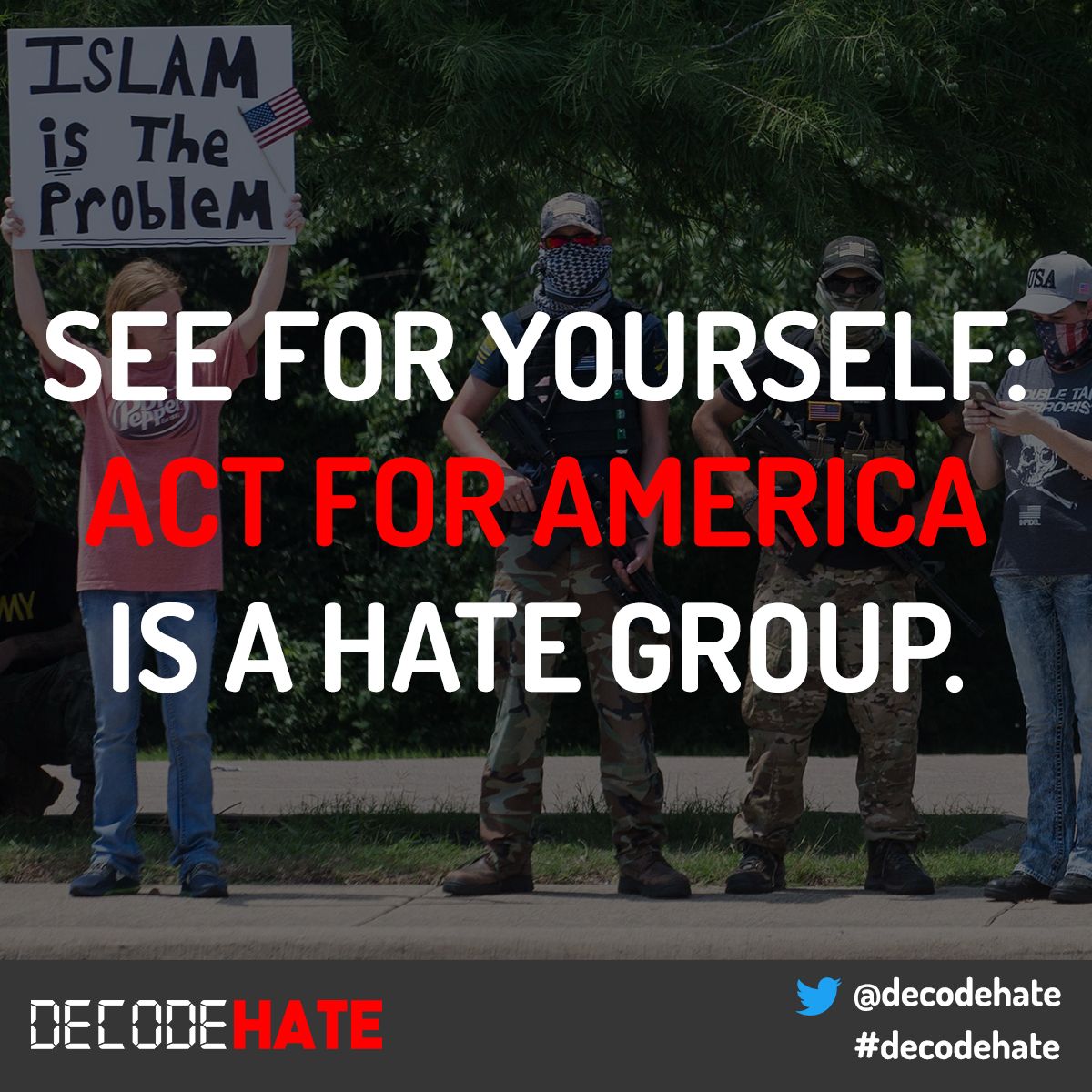 decodehate's tweet photo. among those espousing bigotry at #VVS17 is ACT For America's leader. Learn more about the group's connections here: https://t.co/nMaC7oxiOs https://t.co/UyMl8y3Xm5