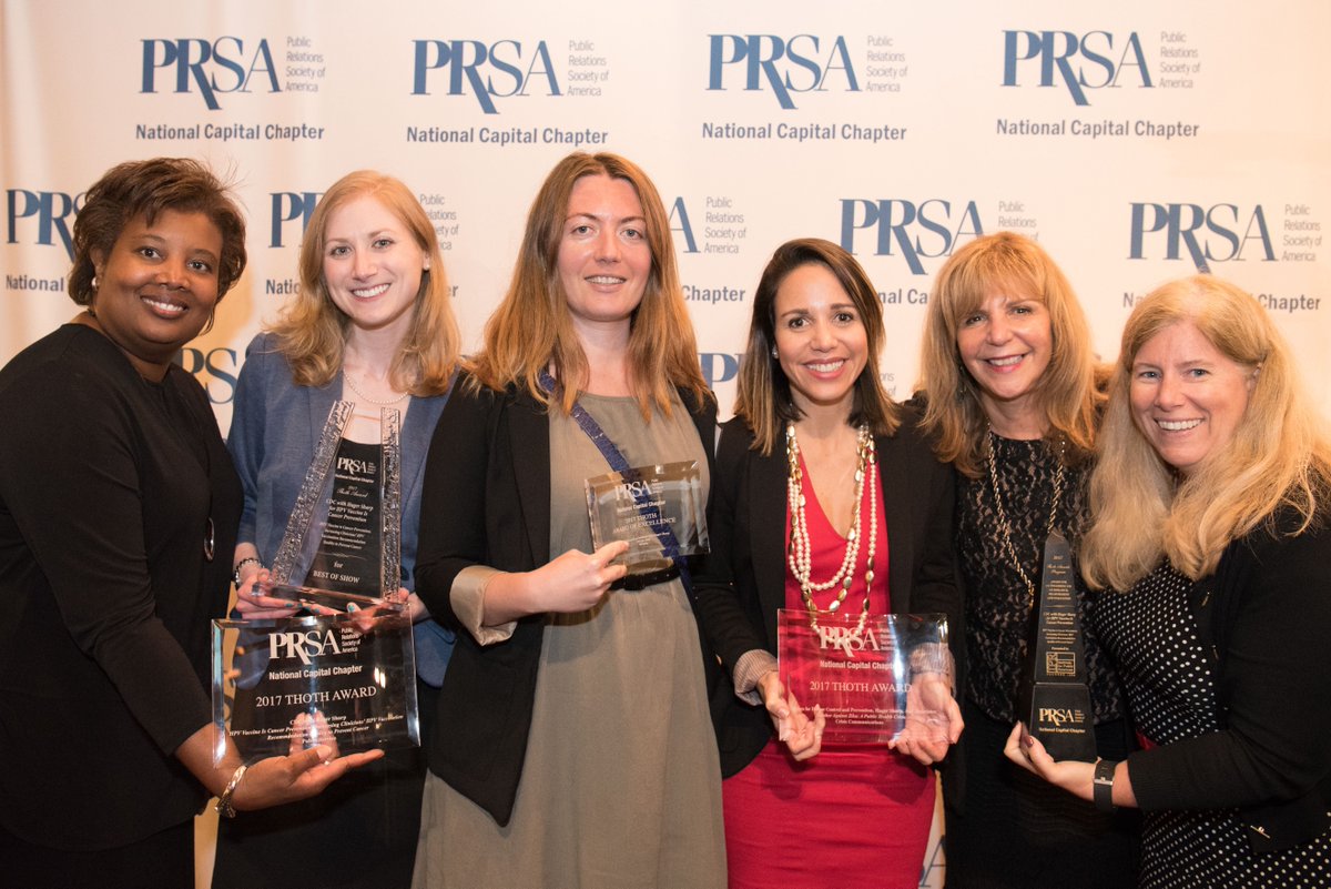 PRSA_NCC's tweet photo. Congrats @hagersharp - #Thoth2017 Best in Show winner for "HPV Vaccine is Cancer Preventionโ campaign with @CDCgov https://t.co/xhbPXLUN5l https://t.co/vcdtqO8ZSB