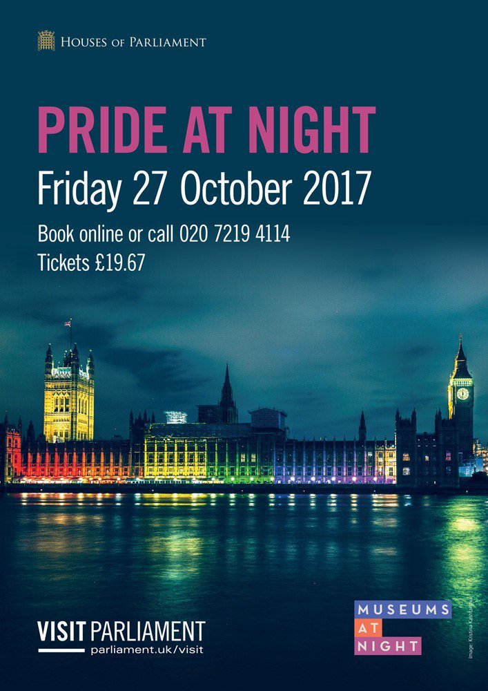 PrideInLondon's tweet photo. Join @VisitParliament for their #PrideAtNight event on Friday 27 October. Tickets still available! https://t.co/7zGH5TWkll https://t.co/fX6cGjfnYI