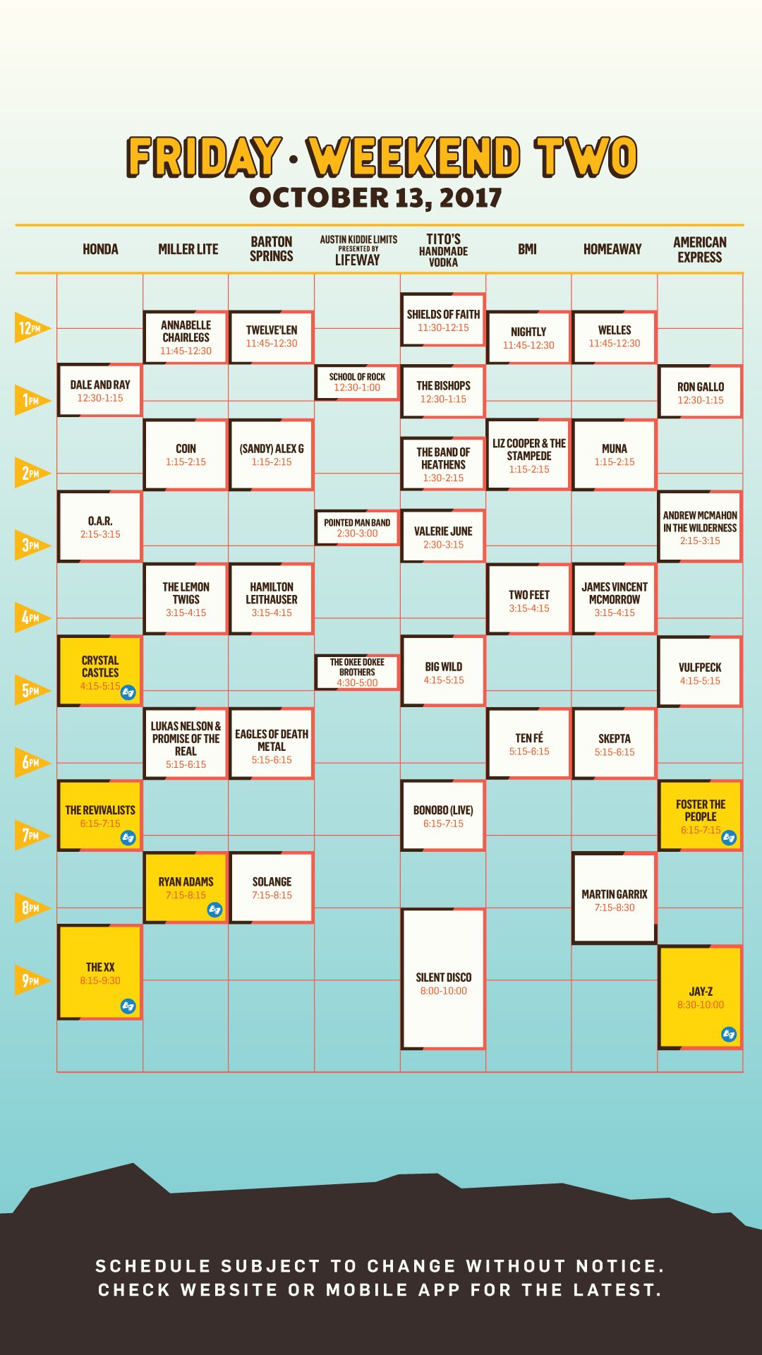 acl-festival-on-x-gates-open-for-weekend-2-of-aclfest-at-11am-here-s-today-s-schedule-screenshot-it-save-it-share-it-let-s-do-this-https-t-co-lrv857zne8-x