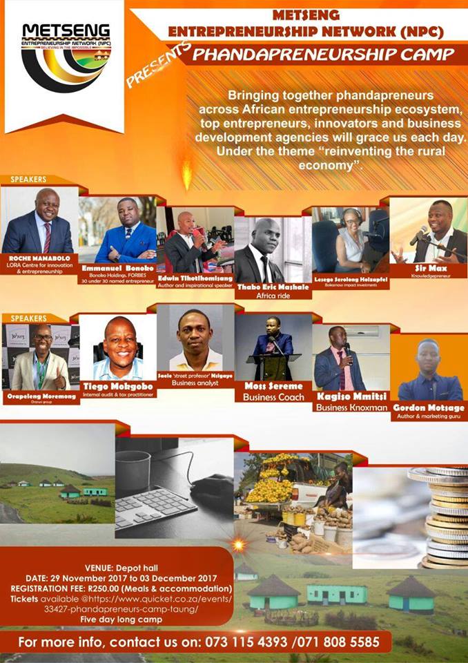 ObakengThae's tweet photo. Let's meet tomorrow 11h10 Mmabatho fm.
#PhandapreneurshipCamp
#RekaTicket https://t.co/zsaSGxCxNH