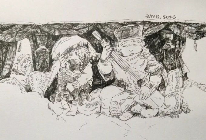 12日目
「歌」

#inktober 
#うちの子に1日1つプレゼントを贈る 