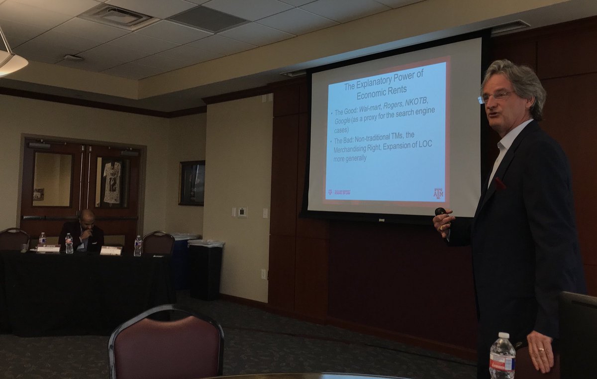 Prof_Holland's tweet photo. Up next, Prof. Glynn Lunney of @TAMULawSchool and @TAMUclip, on why the wrong TM cases get litigated &amp; why courts get them wrong. #IPSR2017 https://t.co/IqYhOw0jHC