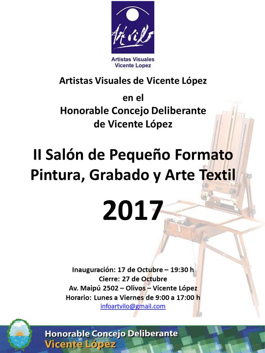 HcdVLopez's tweet photo. ARTVILO inaugura este Martes 17, el Segundo Salón de Pequeño Formato.
La muestra estará abierta hasta el 27 de Octubre de 9 a 17 horas https://t.co/XN9l5SoGnz