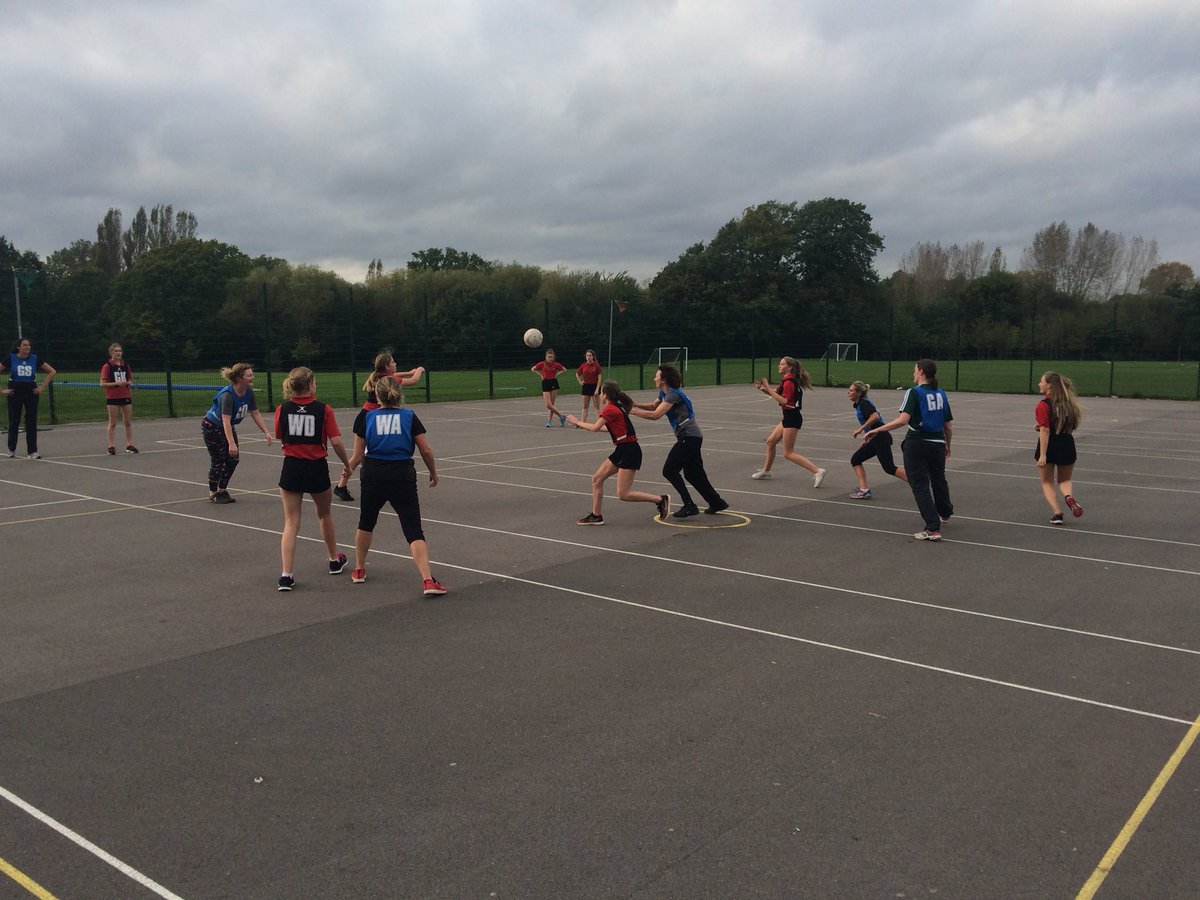 HeadEsherHigh's tweet photo. Staff v students competing at sport for charity day. Brilliant atmosphere, building our community https://t.co/p43T6yeRCW