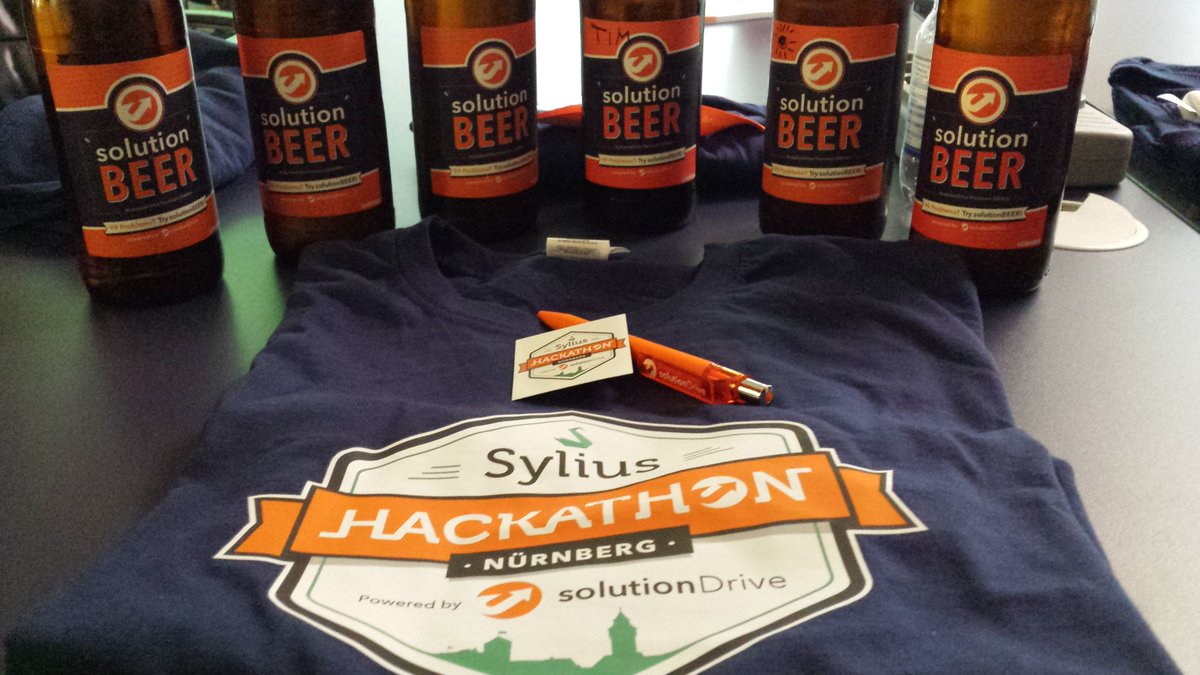 Sylius's tweet photo. Start pack at #SyliusHackathon. Greetings from @solutionDrive HQ.
(This beer is really tasty. Thank you for such a great welcoming!) https://t.co/uCNWcxOnyy