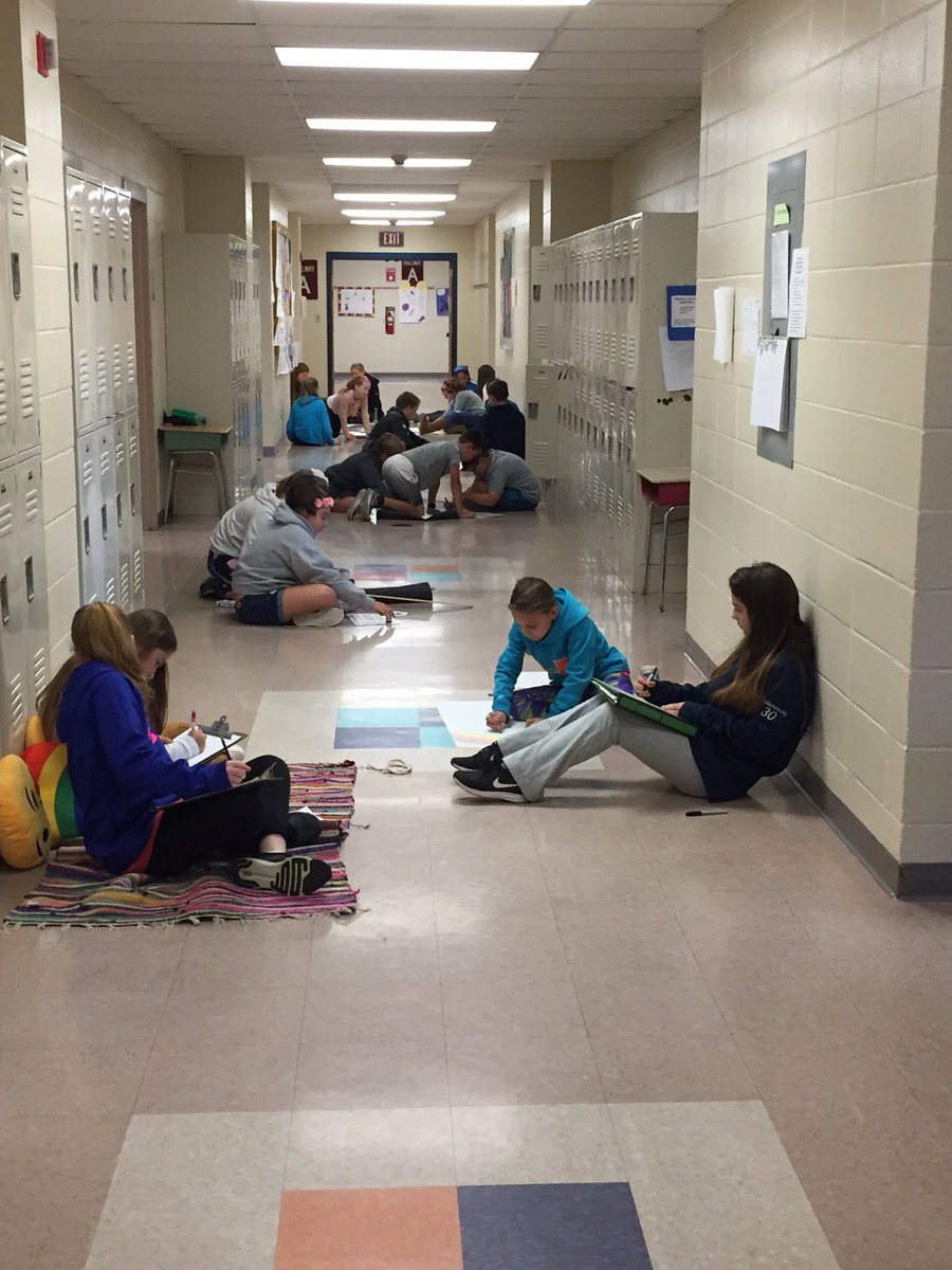 BrendaHoagEdu's tweet photo. Social studies, math, and science classes expanding into the hallway today. Focused and working hard! @camorrisedu @TmonroeEdu #MoMoHoCo https://t.co/FISX8IzDYP