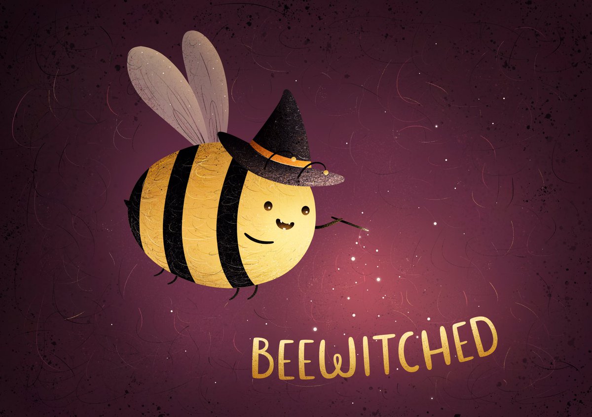 Mayblossoming's tweet photo. Don't be fooled by this bee 🐝 it might just put a spell on you ✨ #halloween #illustrator #beewitched #childrensillustrator https://t.co/8byt6k0gh0