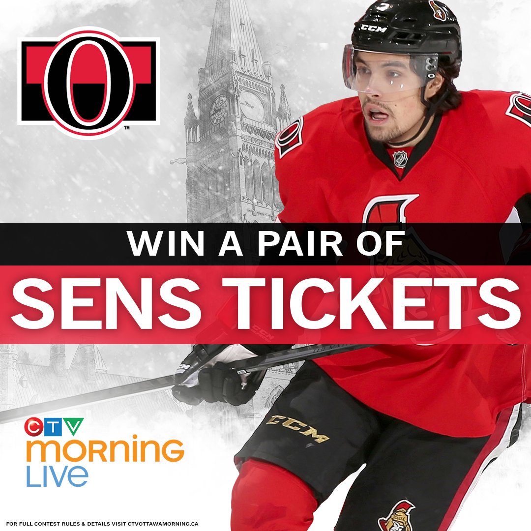 CTVYMOttawa's tweet image. FOLLOW AND RT TO ENTER: Draw for 2 tix to see the #Sens take on New Jersey Oct. 19 at the CTC! Tix available at ticketmaster.ca