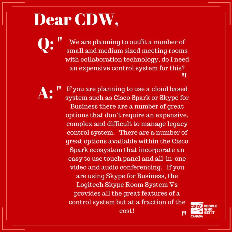 CDWCanada's tweet photo. Some insight on #Collaboration tools that don't break the bank for your meeting rooms! #dearCDW https://t.co/euf3LH2Plr https://t.co/dlNtEANmHa