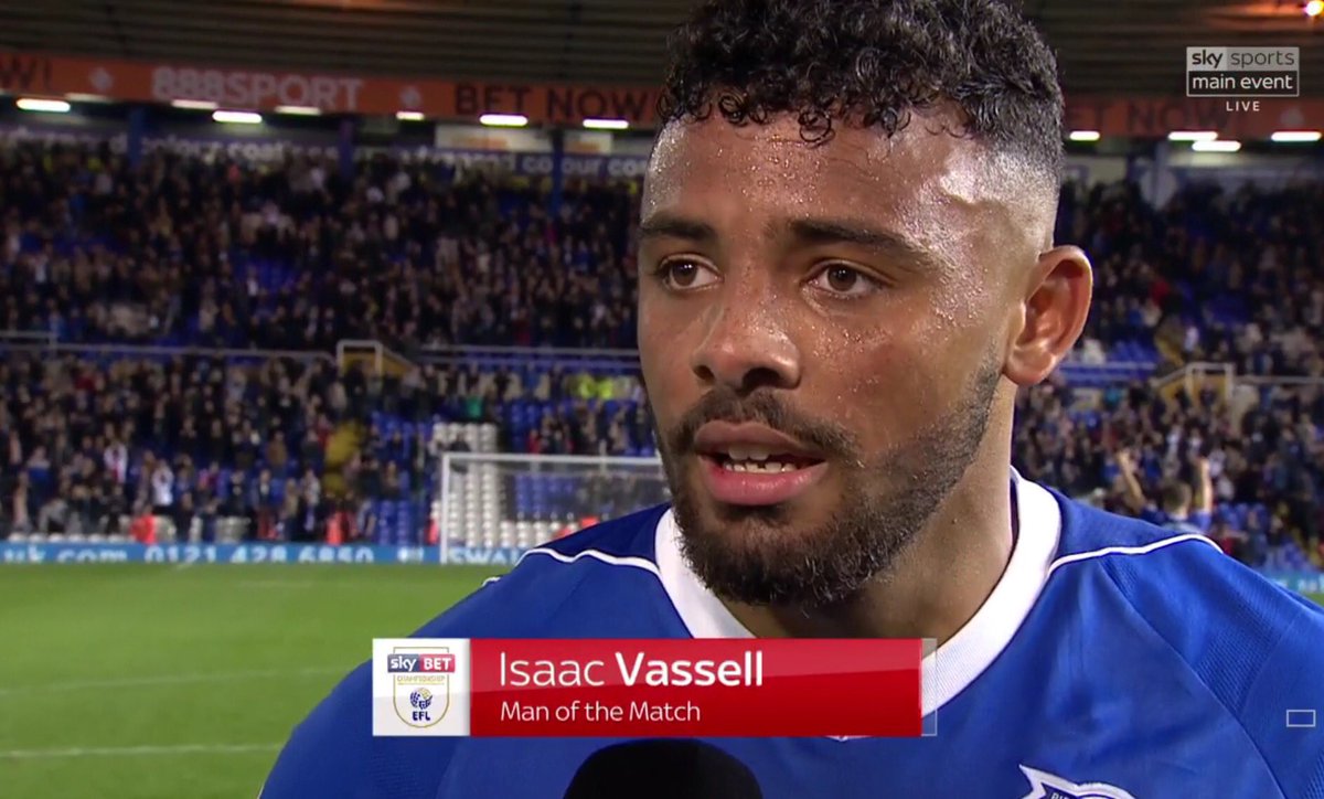 SkySportsStatto's tweet image. Man of the Match: @BCFC's Isaac Vassell
48 touches
3 FKs won
1 succ. dribble
1 shot on target
3 points won on 1st career @SkyBetChamp start