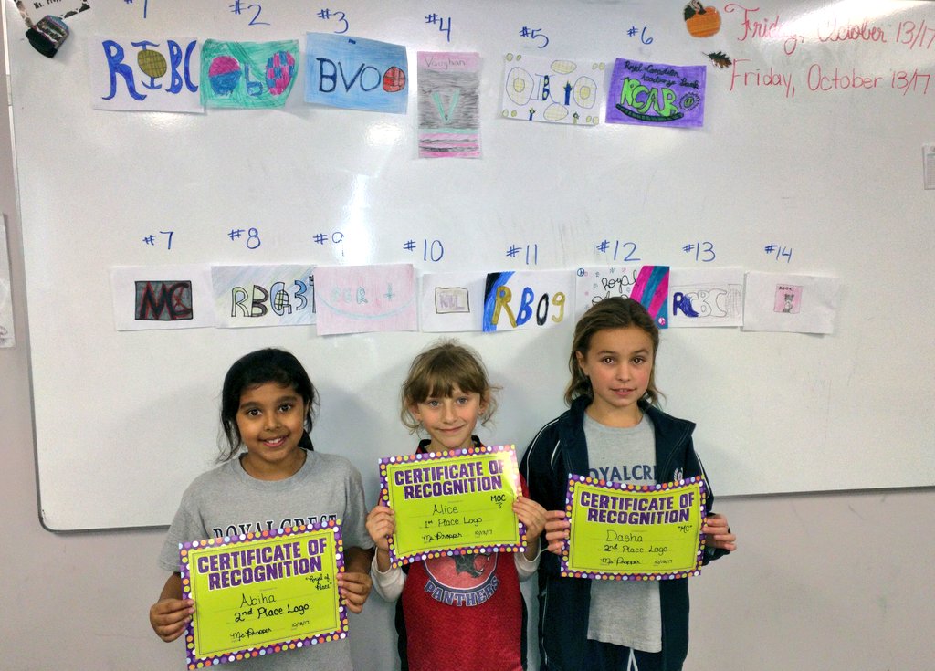 RCAGrade3's tweet photo. These young entrepreneurs are finalists in the grade 3/4 "Design a Bank Logo" contest as voted by their peers #RCA #makelearningfun #create https://t.co/frDyGO7IiE