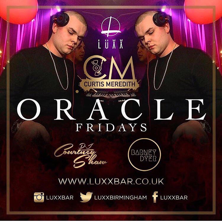 luxxbirmingham's tweet photo. #TGIF Tonight is #OracleFridays feat. @curtismeredithh @courtney_css & @djbarneydyer #Birmingham #Arcadian We're bringing the #vibes! https://t.co/KtlMLm9HeD