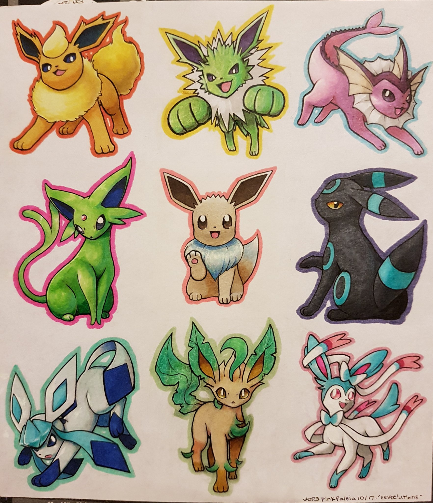 Drawing All EEVEE EVOLUTIONS - POKEMON 