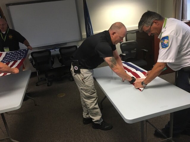 LCFR_HG's tweet photo. Members of our @LoudounFire Honor Guard team were honored to assist @NFFF_News with a US Flag Folding detail this morning. https://t.co/KGKO0rHASy