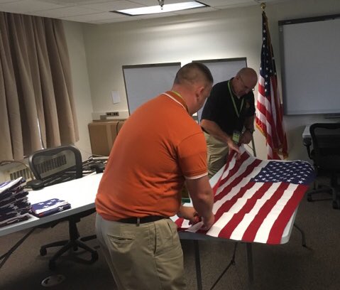 LCFR_HG's tweet photo. Members of our @LoudounFire Honor Guard team were honored to assist @NFFF_News with a US Flag Folding detail this morning. https://t.co/KGKO0rHASy