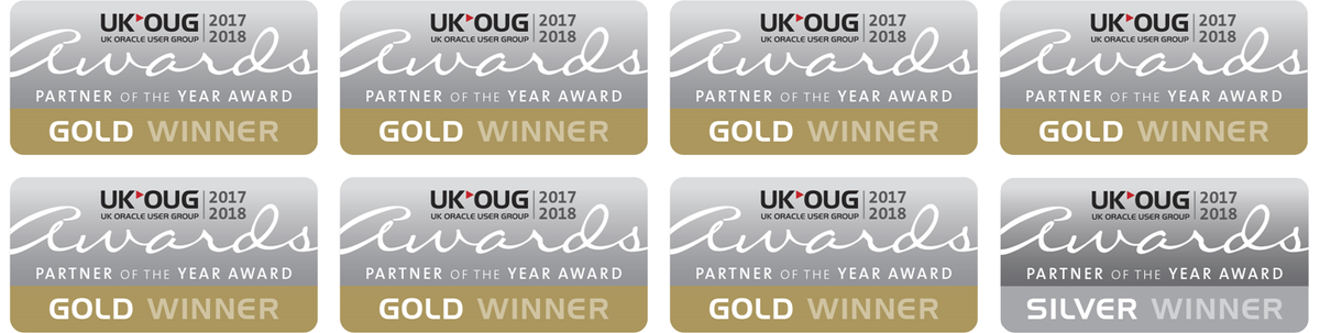 version1's tweet photo. Delighted to announce that we picked up 8 Awards (7 GOLD &amp; 1 SILVER) at last night's @UKOUG Awards: https://t.co/9XCo9YSHOx #ukoug_pya https://t.co/cQOjYKr0E1