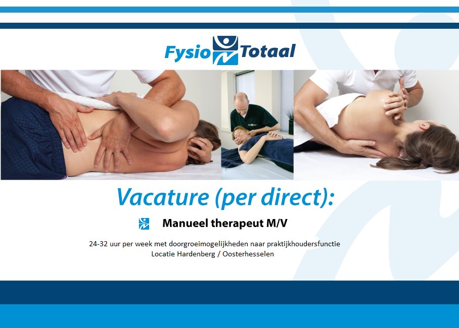 Op zoek maar doorgroei mogelijkheden? Dan zijn we op zoek naar jou! fysiototaal.nu/vacature/ - CV en motivatie naar carla@fysiototaal.nu
